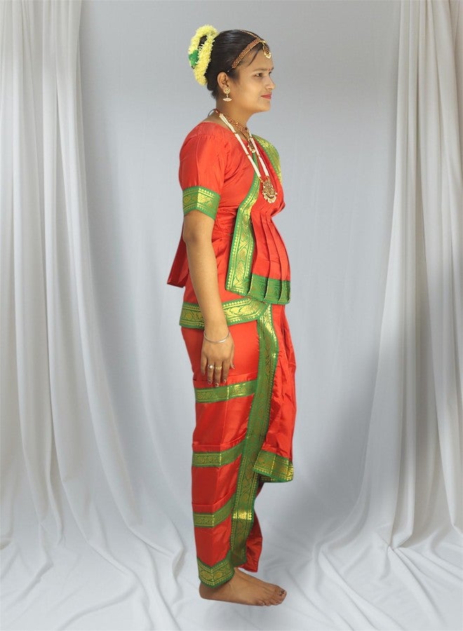 TWINKLE TOTS Bharatnatyam Red dress for girls Classical Dance Bharatnatyam costume for girls fancy dress School Functions and Events - Image 4